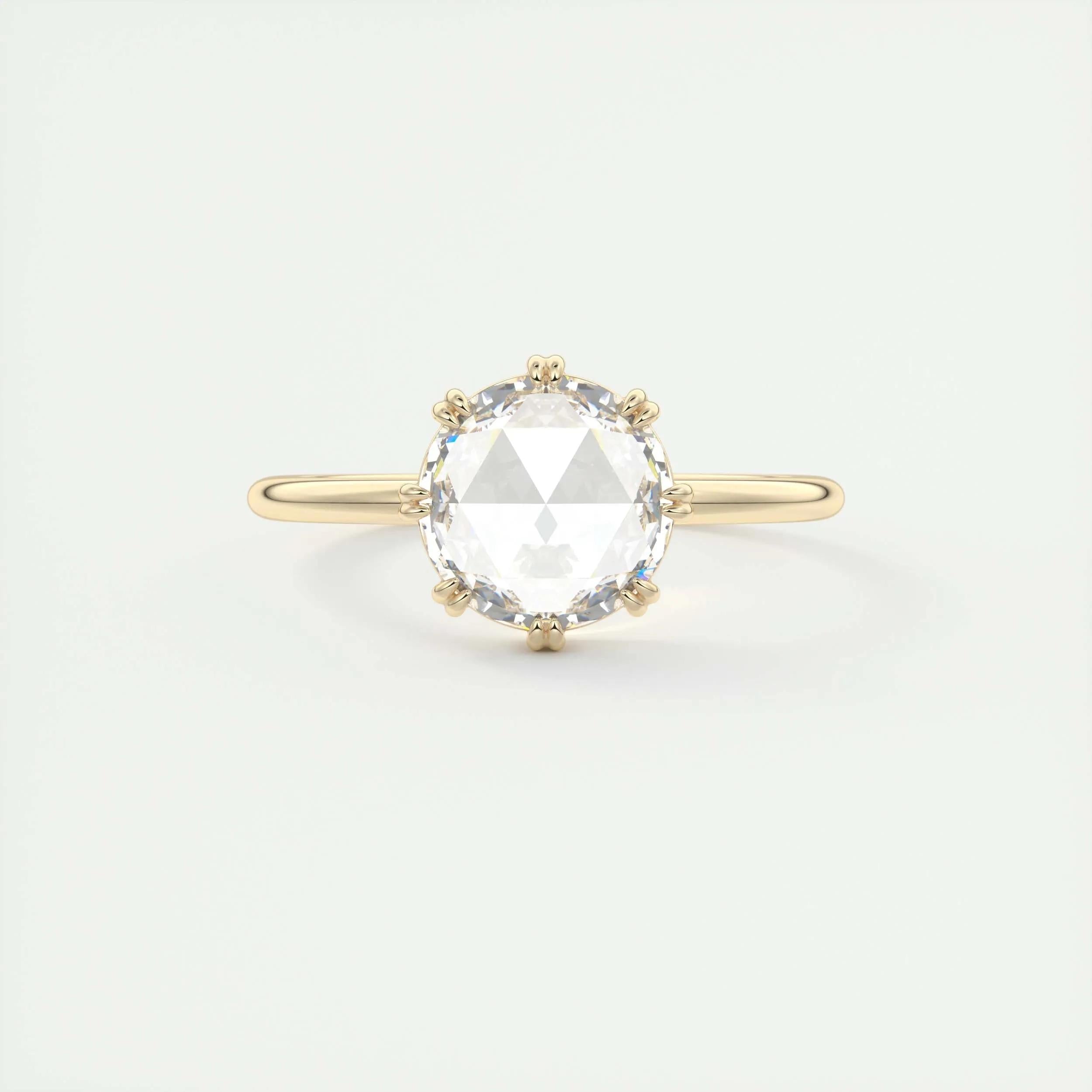 1.47 CT Round Rose Cut Solitaire Double Prong Moissanite Engagement Ring 15